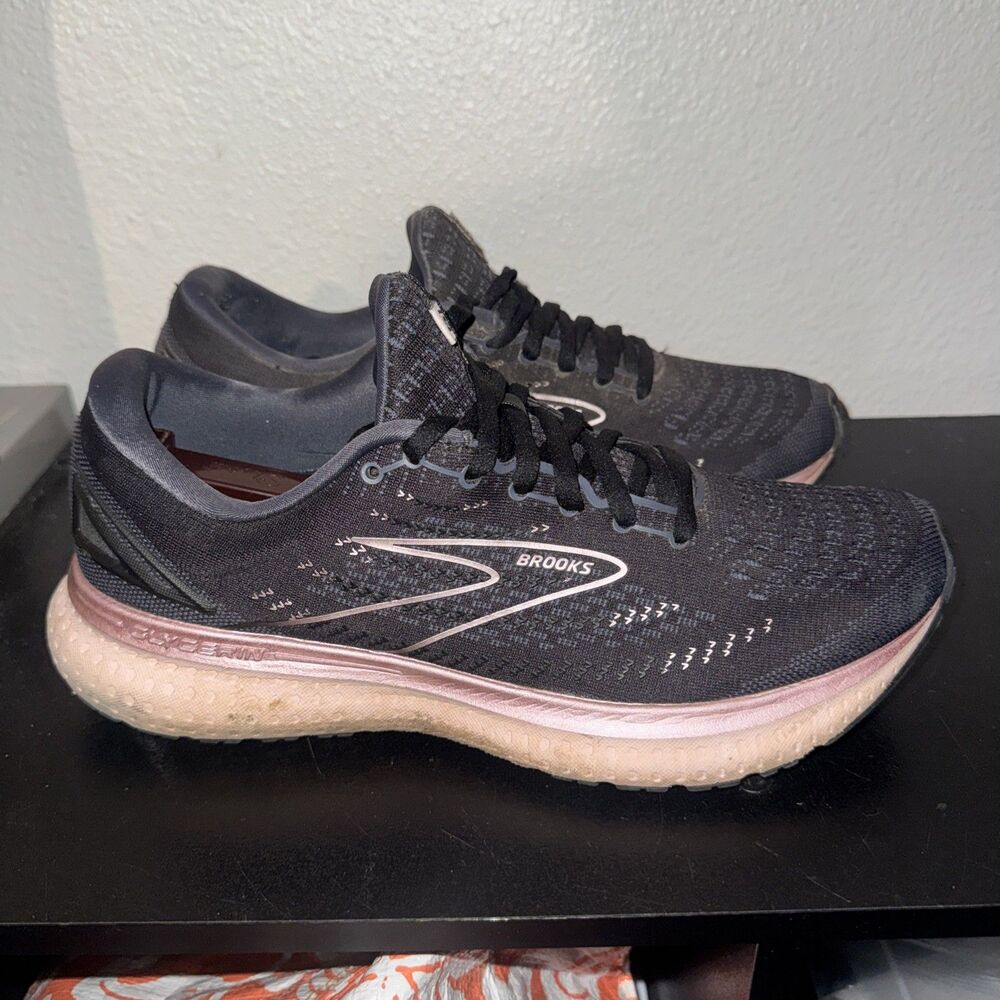 Brooks Womens Glycerin 19 Black Pink Running Shoes Sneakers Size 11 B*no Insoles